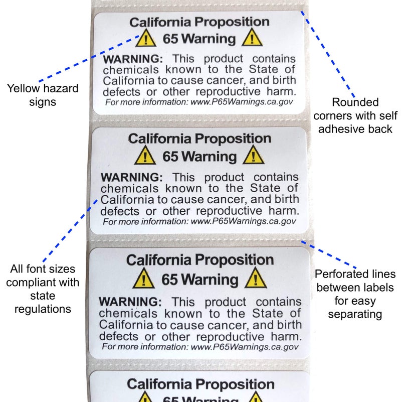 Merhoff & Larkin Prop 65 California Warning Labels 500 Count Roll | 1 by 2 Inch Size | Perforated Lines Between Labels for Easy Separating | Perfect for Products and Consumer Alerts | CA 2026 Edition Notice Stickers - Image 3